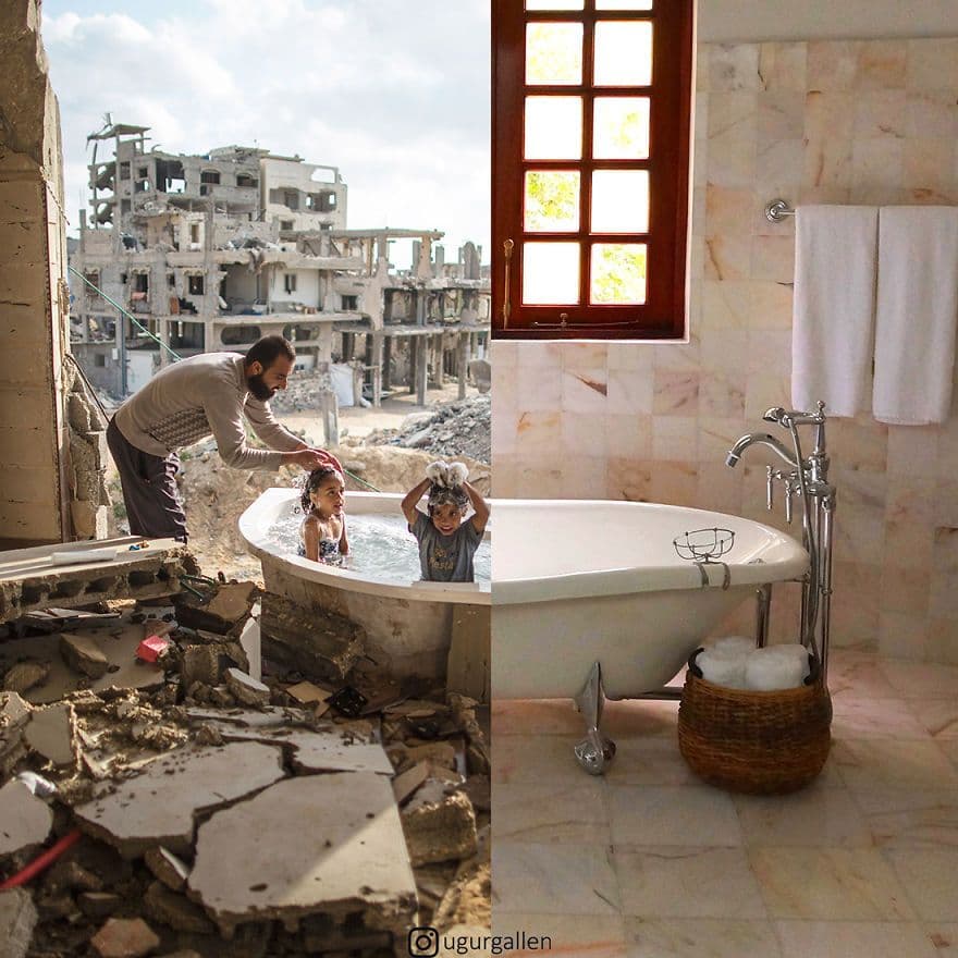 Image showing contrasting worlds